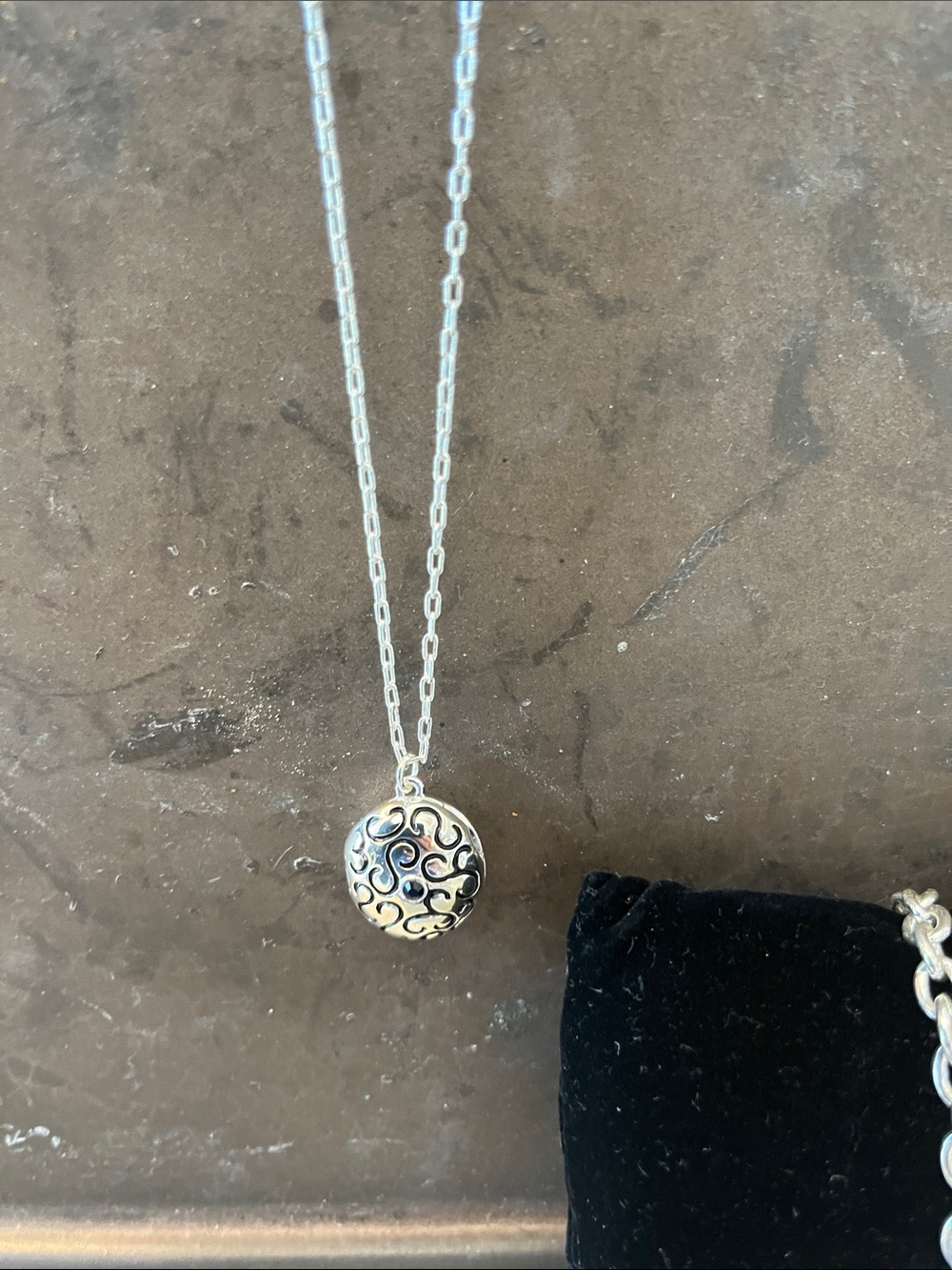 Matching Locket Filigree Necklace & Bracelet Set - Garnet & Black Accents - Picture 2 of 14